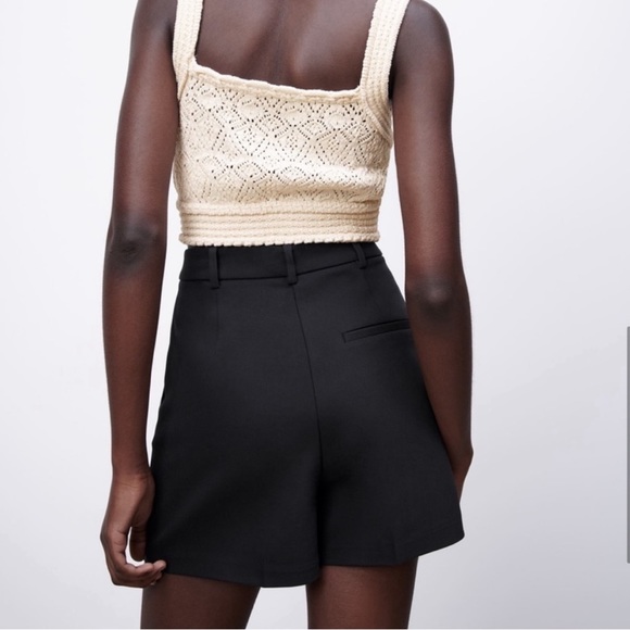 Zara Black High Waisted Shorts with gold buttons NWT - Picture 5 of 7